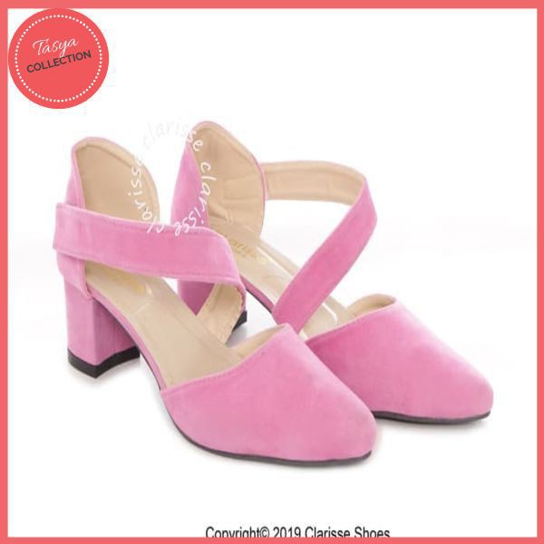 Sandal High Heels Hak Tahu BETSY Suede Tali Sling Big Heel Tahu Wanita