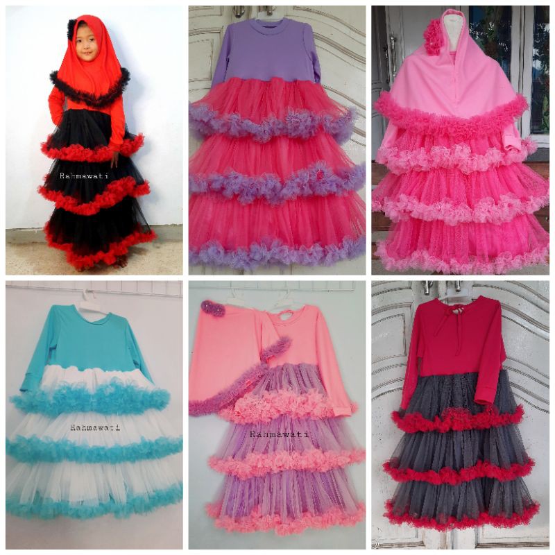 dress / gamis tutu anak petite muslim anak / gamis anak perempuan