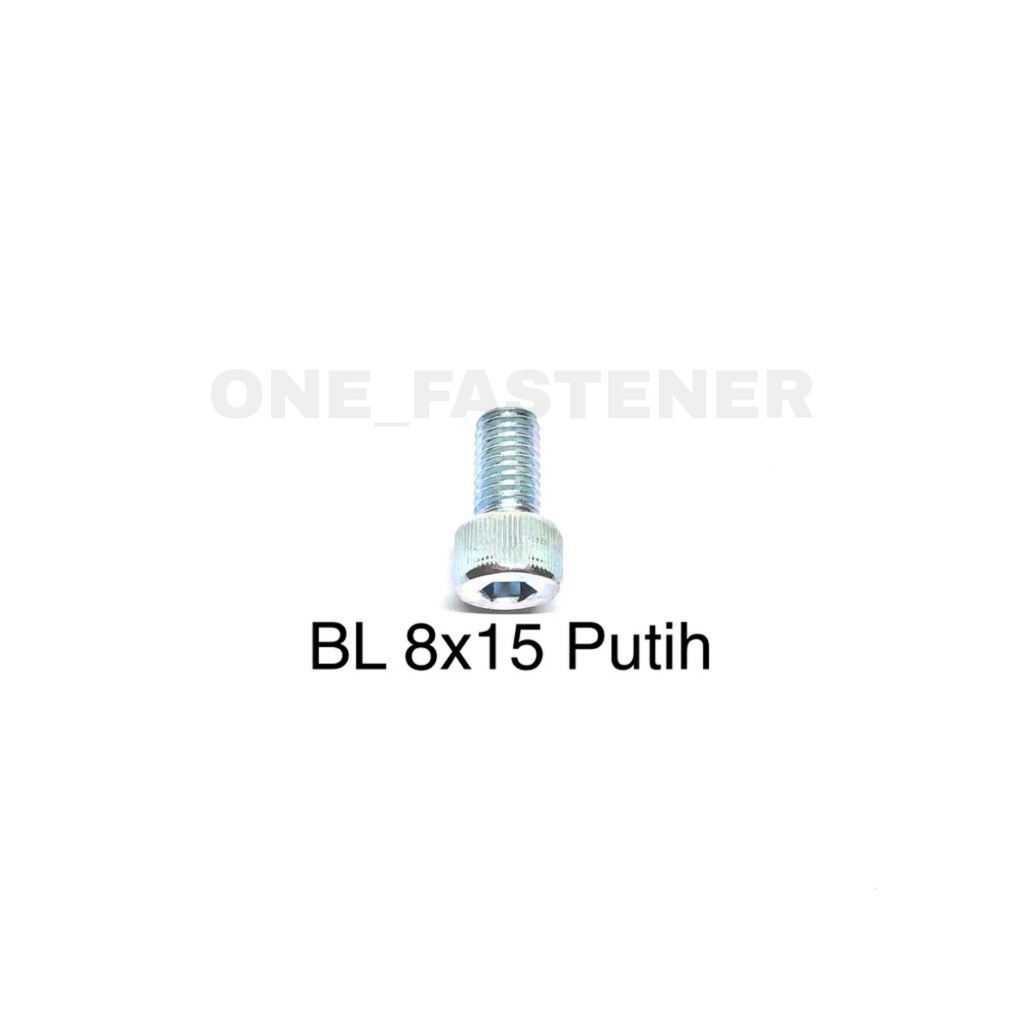 Baut L M8x15 Putih L6 8mm 1.5cm 8x15 hex socket Heads cap screw 12