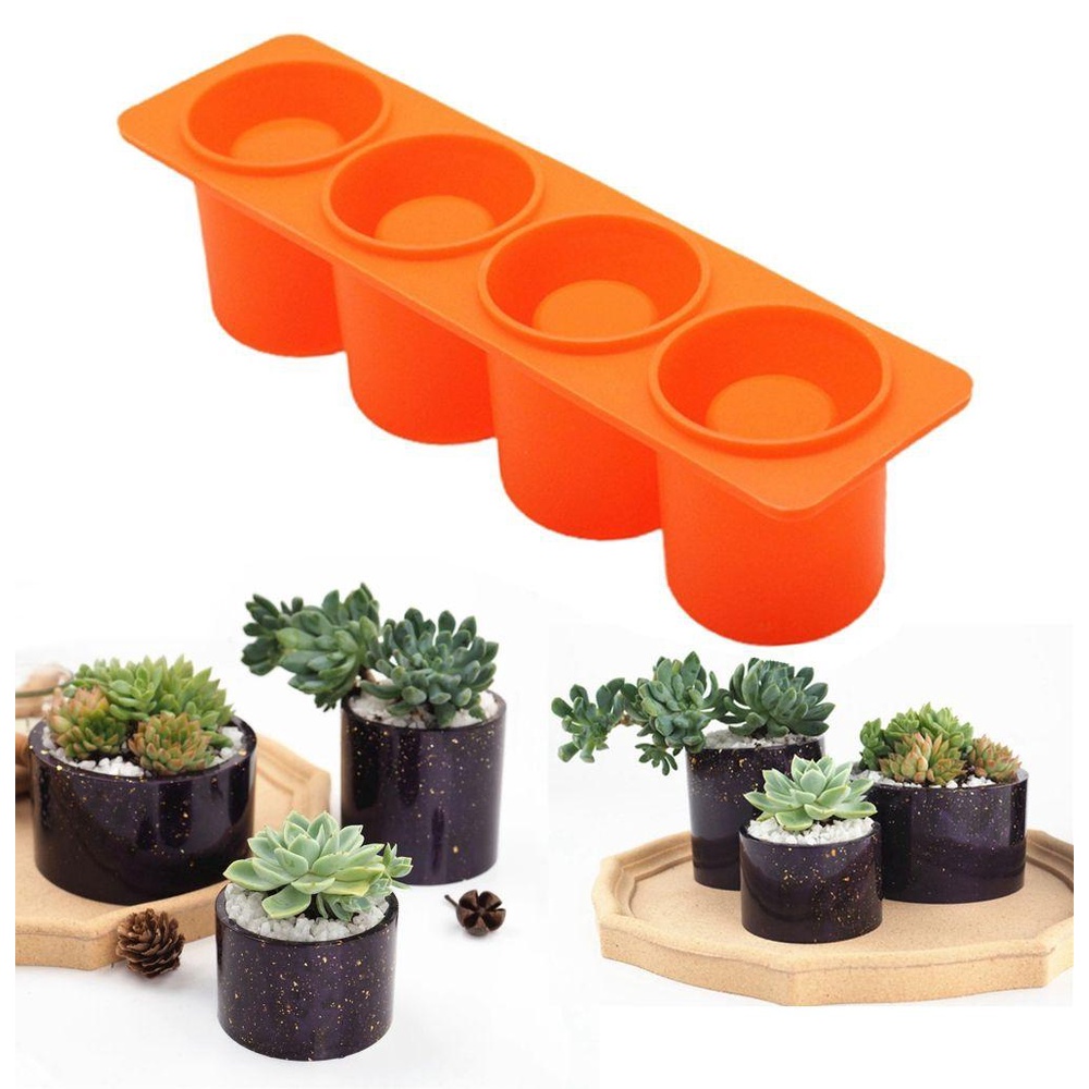 [Elegan] Cetakan Pot Tanaman Handmade Kerajinan Tangan 4lubang Es Batu Succulent Plants Bar Tools Ice Tray Concrete Mold