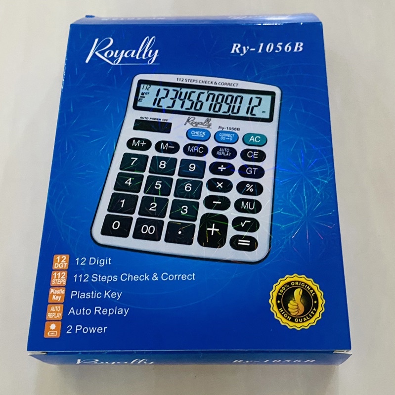 Rotally 1056B kalkulator meja 12 Digit Check &amp; Correct Solar &amp; baterai