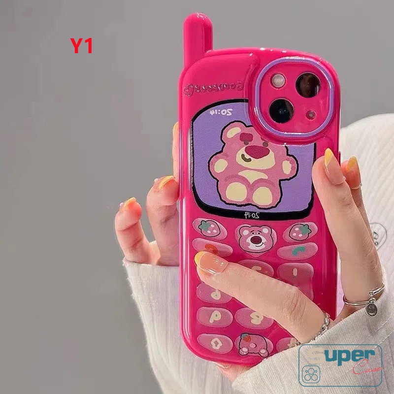 Soft Case Desain Kartun Beruang Buaya Strawberry Untuk iPhone 14 11 12 13 Pro MAX 7 8 Plus X XR XS MAX
