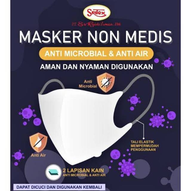 MASKER KAIN SRITEX ORIGINAL MASKER ANTI VIRUS CORONA ANTI MICROBIAL