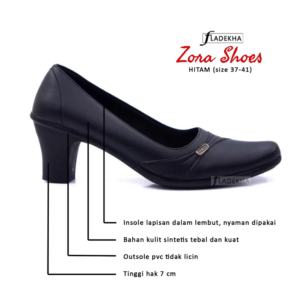 SEPATU FORMAL WANITA/ SEPATU KERJA HITAM/ SEPATU PANTOFEL HAK 7 CM/SEPATU HITAM HAK TINNGI NEW ZORA