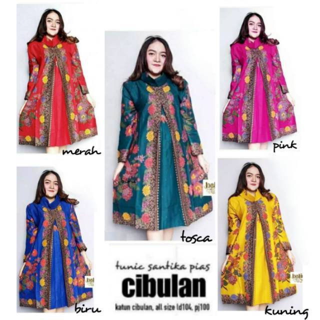 Tunik bahan katun premium halus cibulan atasan baju batik seragam seragaman kekinian kerja kantor muslim cantik ayu jahitan bagus