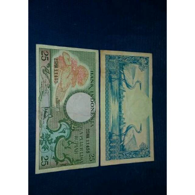 25 rupiah seri bunga th 1959 bekas uang kuno