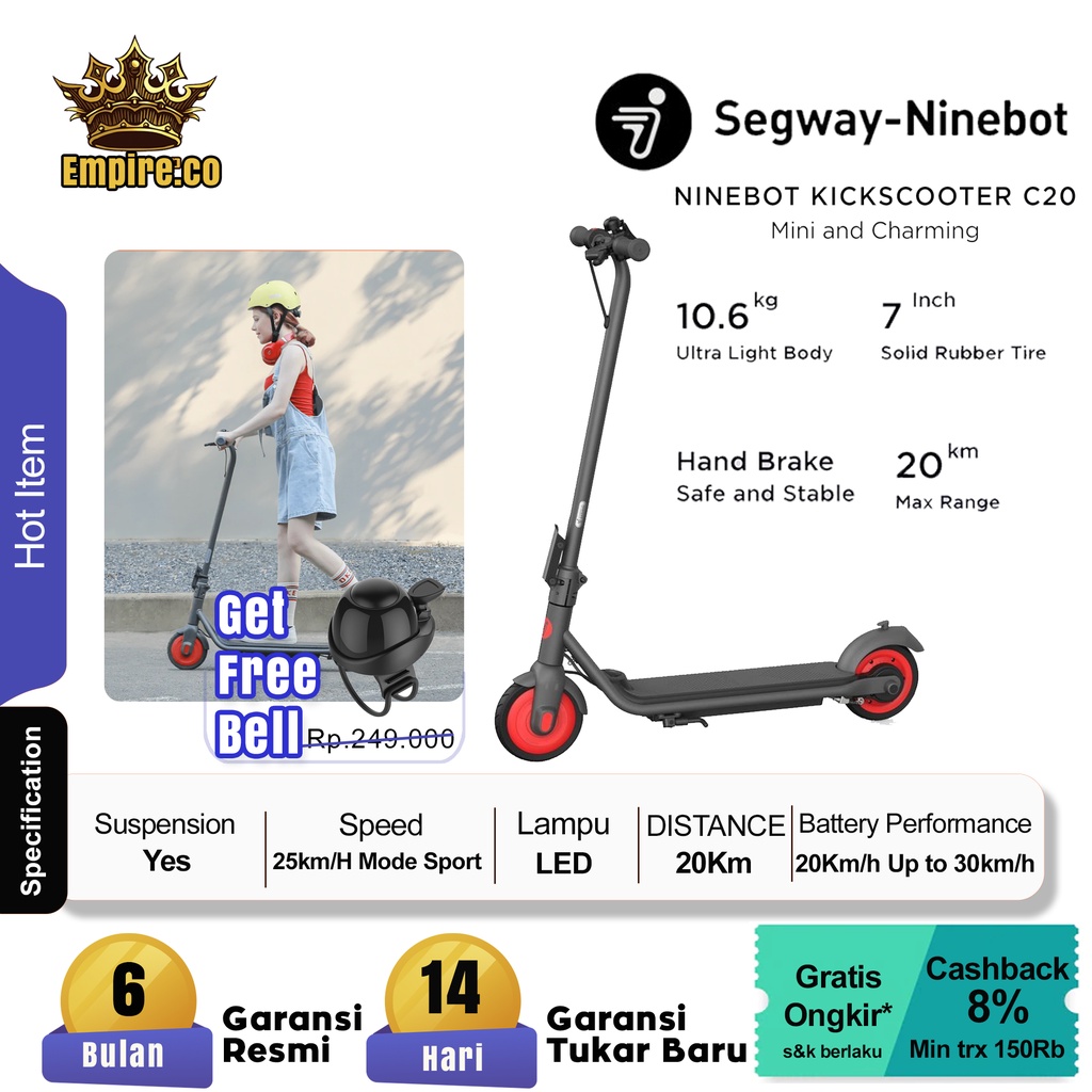 Segway Ninebot Kickscooter C20 Skuter Listrik Lipat