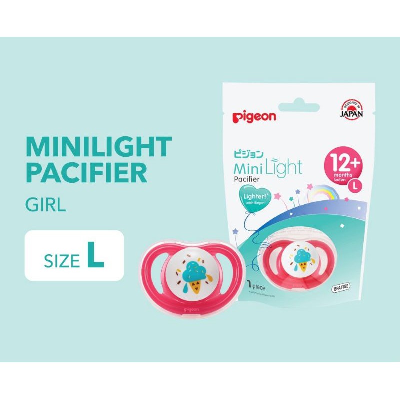 Empeng Pigeon Mini Light silicone Pacifier ada tutup S M L minilight-L, PINK TUA