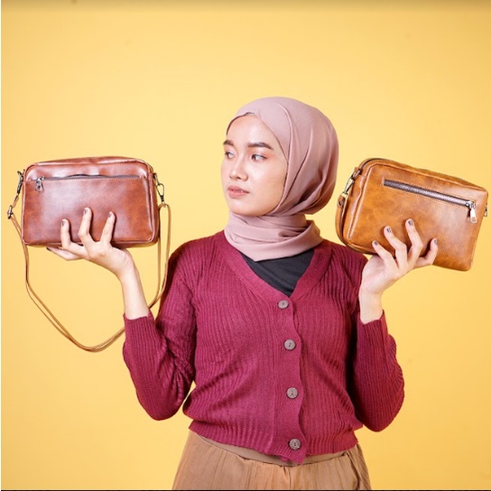 Tas Selempang Kulit Wanita Asli Tas Slempang Wanita Kulit Cewek DANELLA OL16 Sling Bag Wanita Fashion bahan Kulit PU SINTETIS PREMIUM