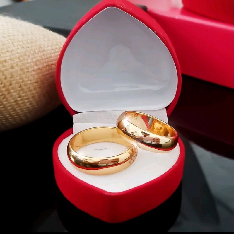 Cincin Couple Titanium Anti Karat Warna Emas Anti Luntur Untuk Hadiah Pasangan Tunangan Lamaran Ikatan Cinta Wanita laki laki Selamanya