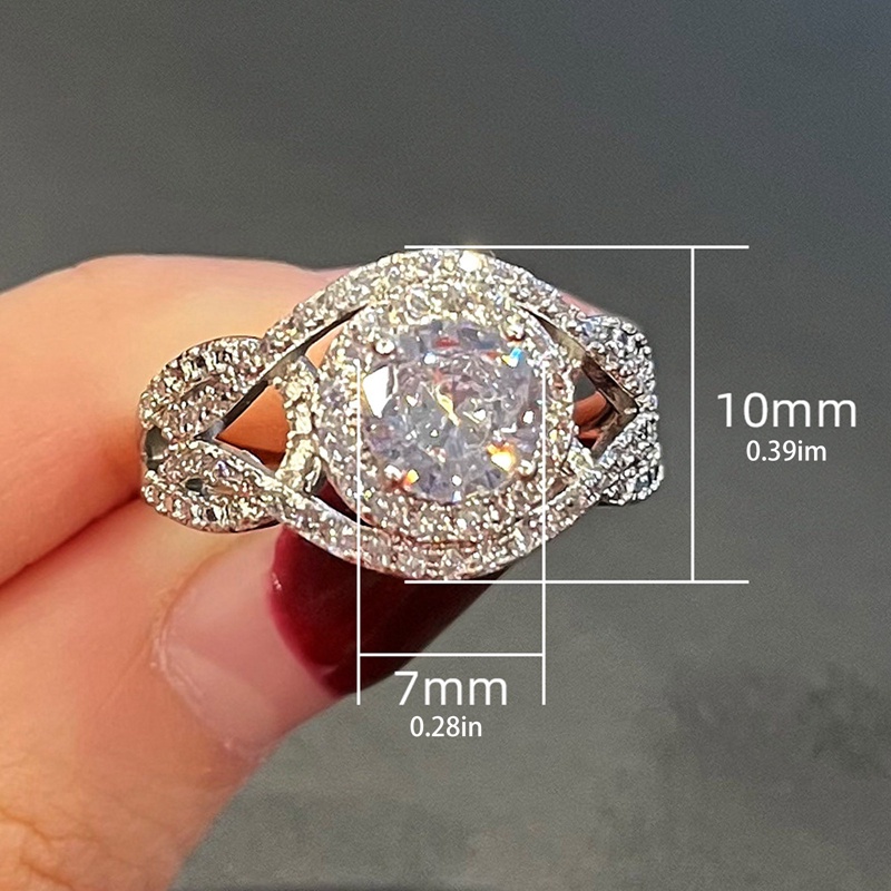 Cincin Cubic Zirconia Warna Putih Untuk Wanita