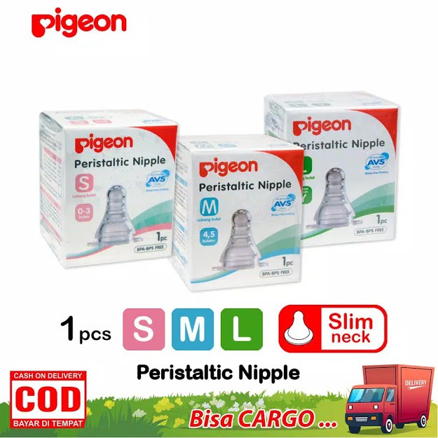 PIGEON - SILICON PERISTALTIC NIPPLE SLIM NECK / DOT BAYI