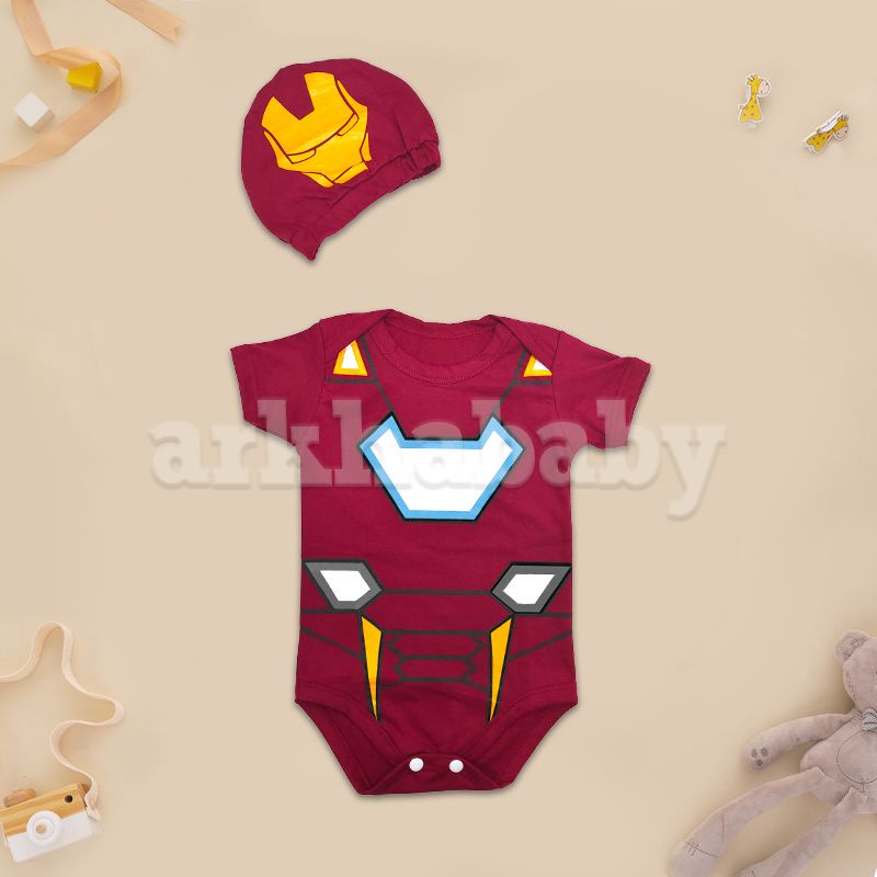 BAJU BAYI JUMPER BAYI HERO/KOSTUM BAYI/ BAJU BAYI KARAKTER/baju bayi lengan pendek