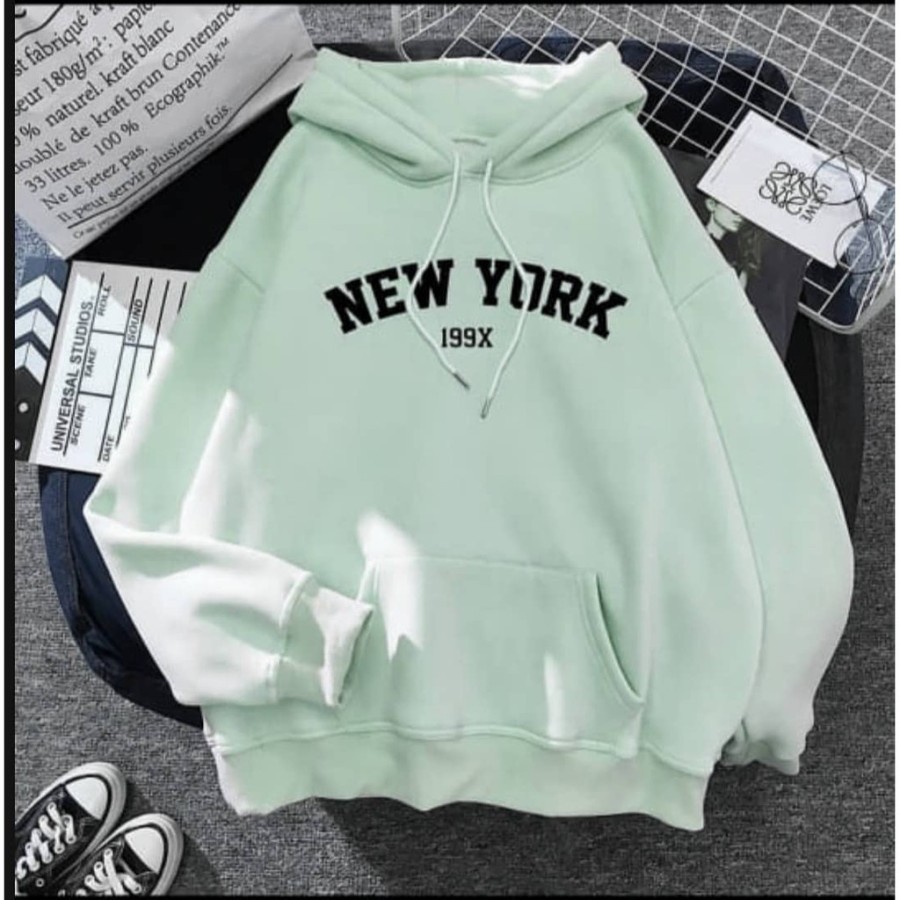 Sweater Hoodie Series Hijau Mint Soft Sweater Crewneck Pria Wanita - Crop Oversize