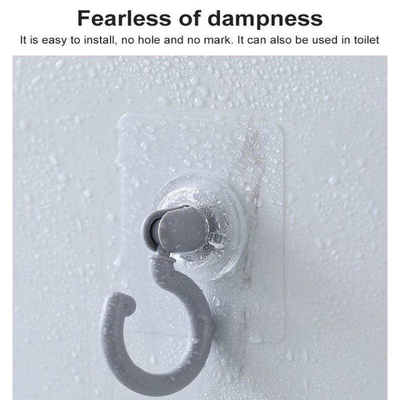 1Pc Multifunctional Home Creative 360° Ceiling Rotating Self Adhesive Nail-Free Wall Storage Hooks For Bathroom,Kitchen,Wardrobe