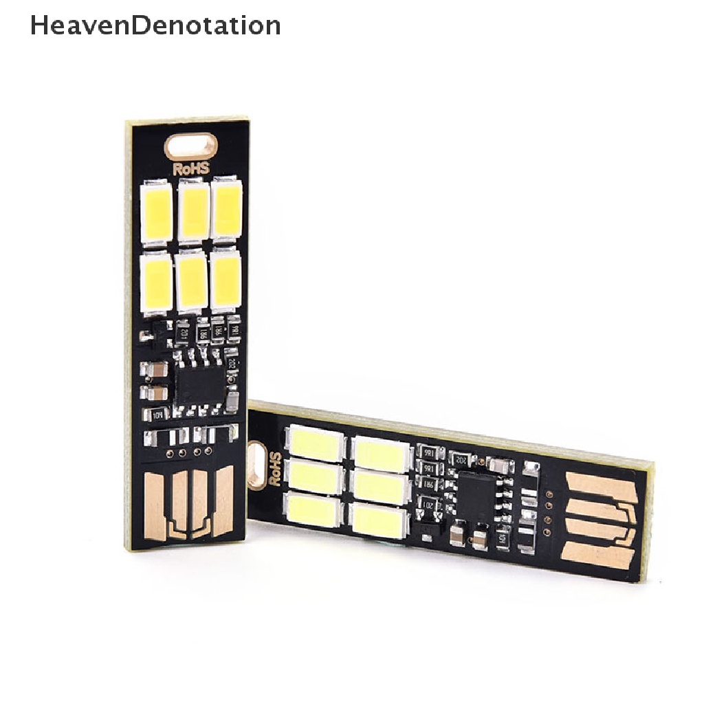 (Heavendenotation) 1pc Lampu 6-led Mini Portable Tenaga Usb Dengan Dimmer Sentuh Untuk Laptop