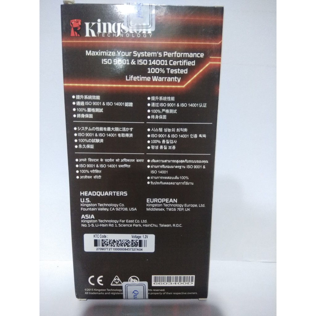 MEMORY KINGSTON DDR3 8GB