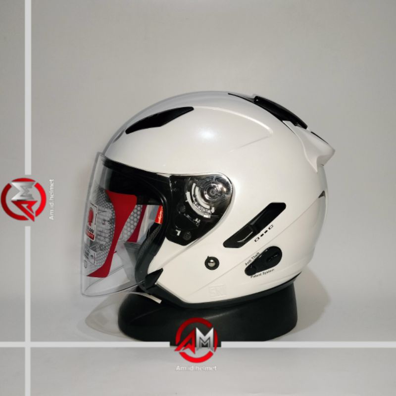 Jual HELM KYT GALAXY FLAT R SOLID WHITE DOUBLE VISOR HALF FACE KYT GALAXY POLOS PUTIH Shopee