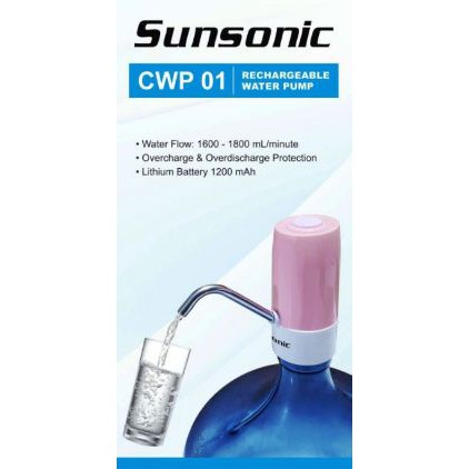 Sunsonic CWP 01 Pompa Air Galon Elektrik Recharge Dispenser USB