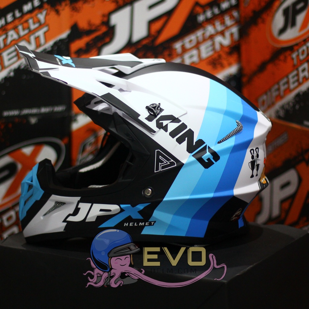 HELM JPX CROSS_FOX1 SERI X37 - PEARL WHITE DOFF + GOOGLE SNAIL (ONGKIR 2 KG) HELM JPX TERBARU