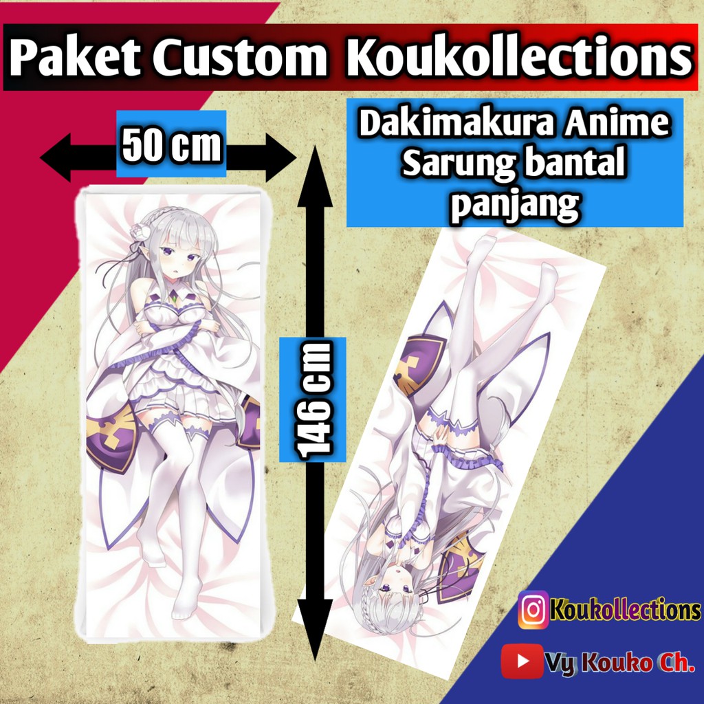 Dakimakura ANIME / KPOP Sarung Bantal Panjang Custom Desain Waifu Suka - Suka Koukollections -print,