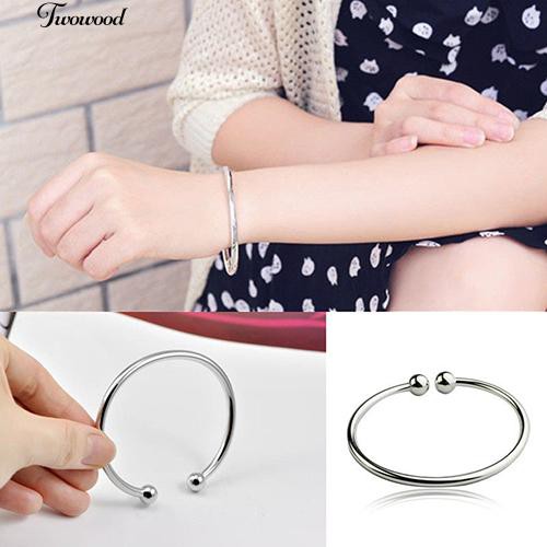 Perak Disepuh Terbuka Tangan Cuff Bracelet Simple Garlic Bangle