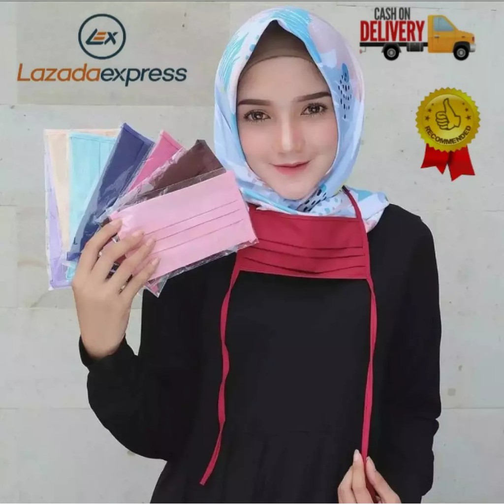 COD Masker Kain Tali Hijab / Masker Hijab / Masker Kain Tali Sambung