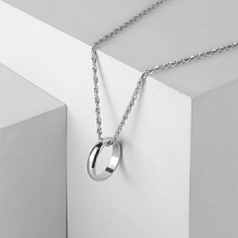 KALUNG TITANIUM TAMBANG LIONTIN CINCIN PRIA WANITA STAINLES STEEL ANTI KARAT DAN TIDAK LUNTUR BAJA PUTIH