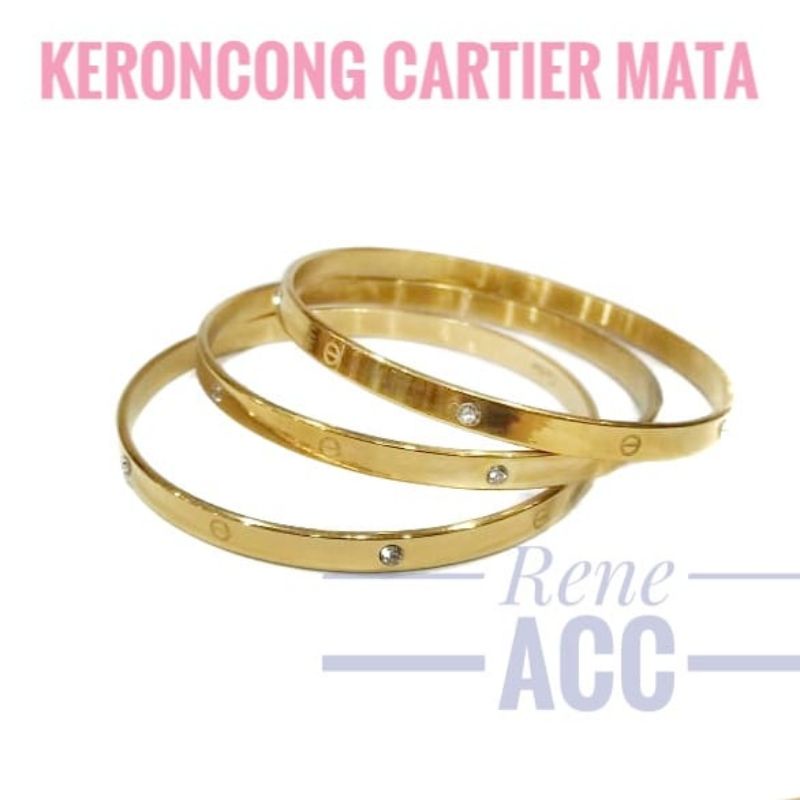 Gelang Wanita Titanium Ctr Mata Model Keroncong isi 3