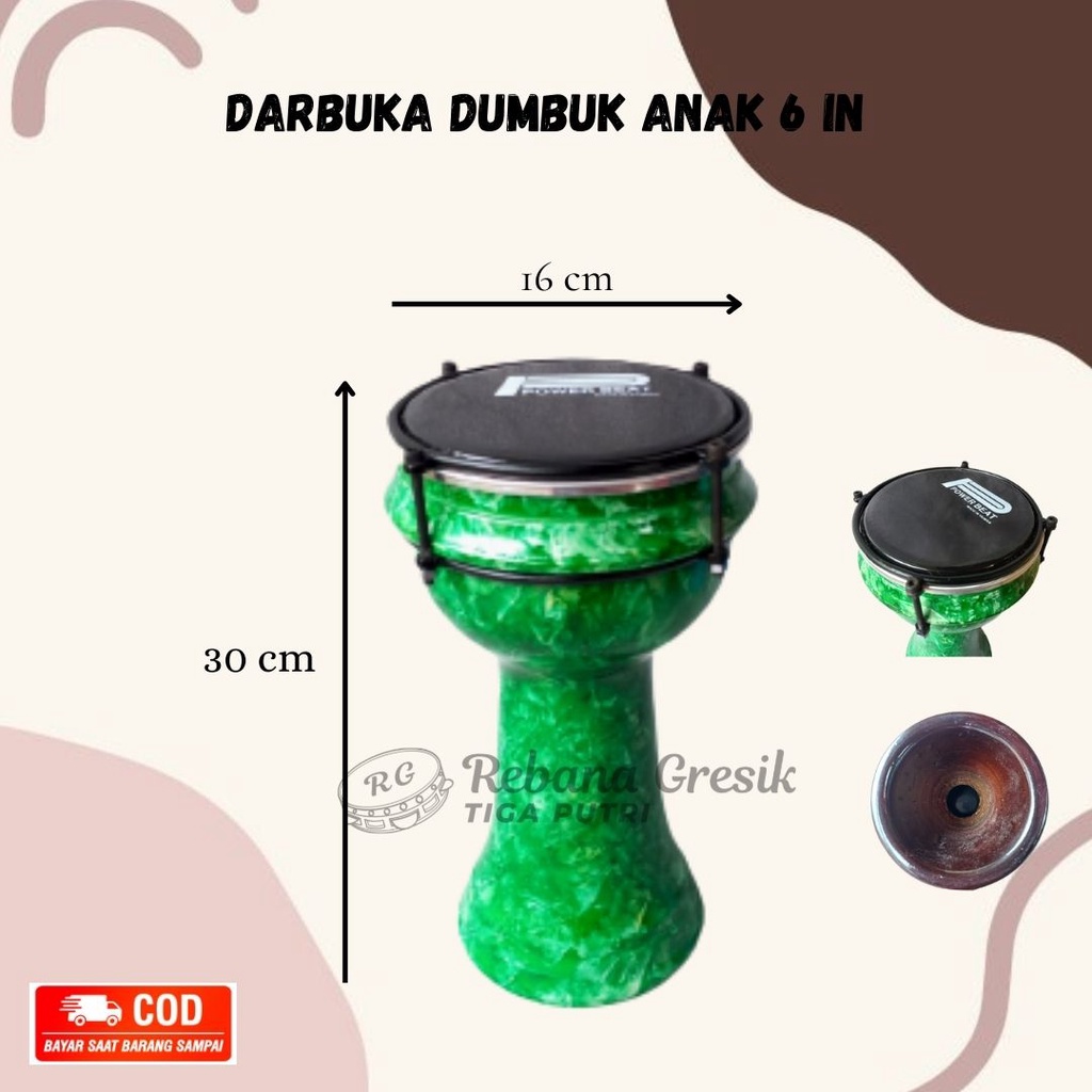 Dumbuk Pinggang Darbuka Anak Kecil Mika 6 inch/ Dumbuk Hadroh darbuka 6 inch Kayu Mahoni