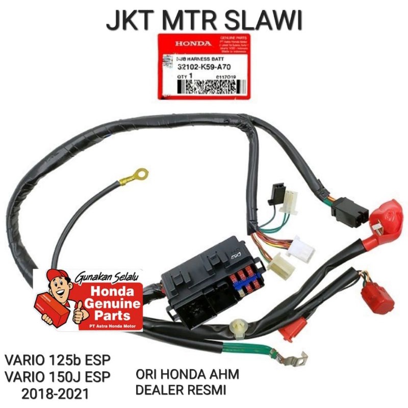32102-K59-A70 kabel baterai, box skring, sub harness battery vario 150J keyless, vario 125  2018-2022 tahun asli honda, ori honda ahm