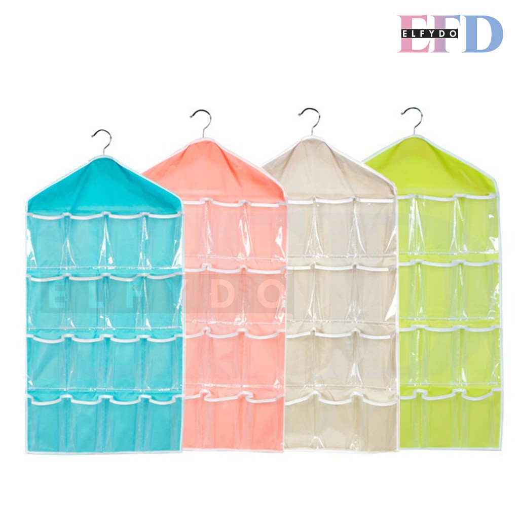 ELFYDO HL0036 Gantungan Celana Dalam 16 Sekat Pouch Hanging Organizer
