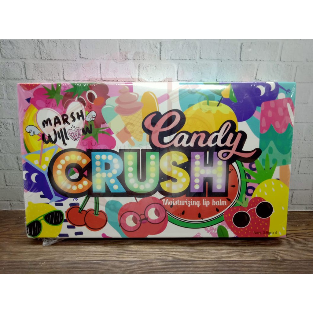 [PER BOX] * NCC * Marshwillow Lip Balm Candy Crush Moisturizing Lipbalm - Per Box - isi 6 pcs