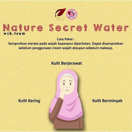 NATURE SECRET WATER SR12 / MENCERAHKAN WAJAH / UNTUK MAKE UP TAHAN LAMA