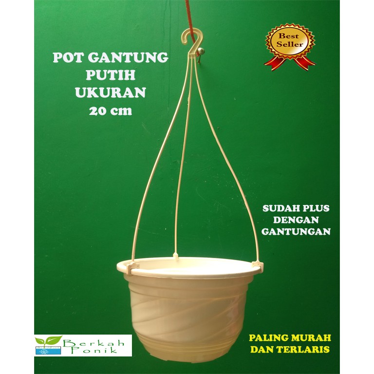 Pot Gantung Putih Ukuran 20 cm / Pot Tanaman / Pot Bunga / Pot Putih