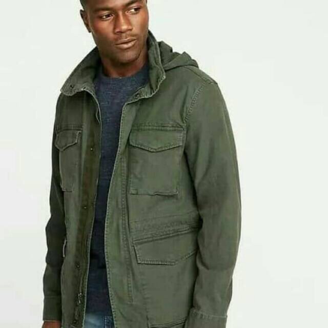 JAKET PARKA BIGSIZE OLD NAVY HIDDEN HOOD MILITARY ARMY GREEN-JAKET PRIA NAIK GUNUNG-JAKET TRAVELLING