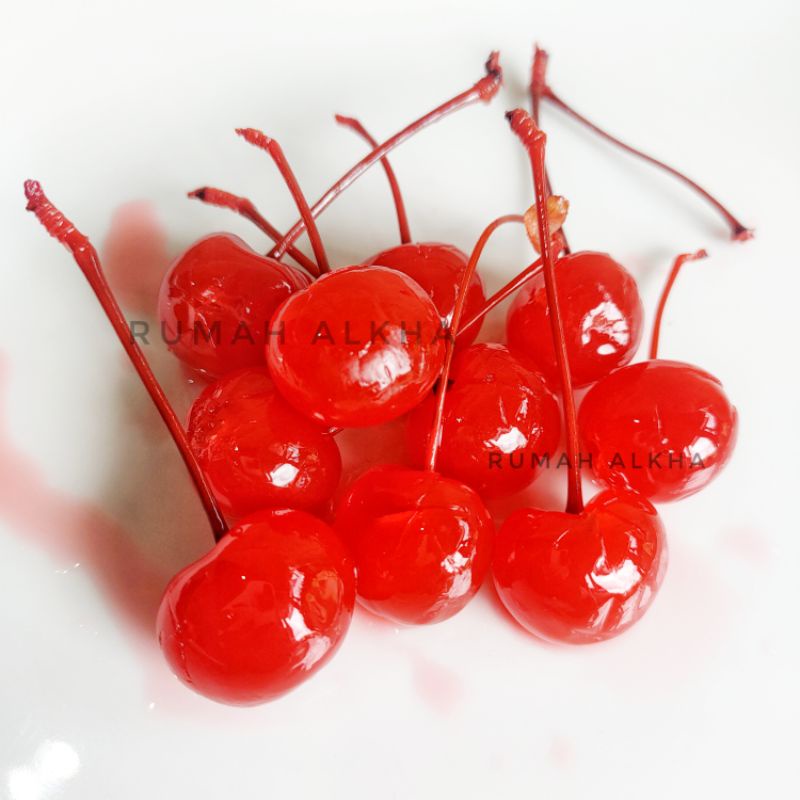 

Cherry 10pcs - ceri/ cerry Merah hijau Tangkai/ Tanpa Tangkai