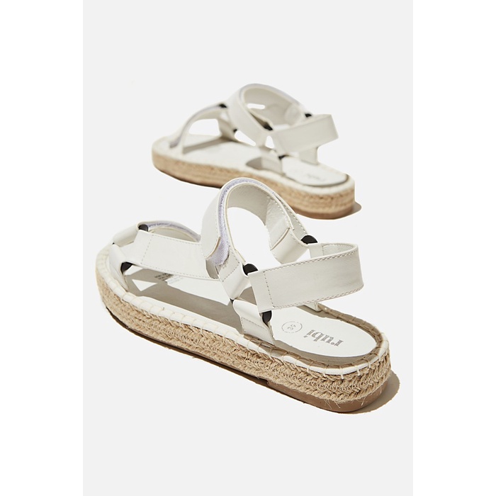 Wanita-Espadrilles- Rubi - Espadrilles Wanita - Sienna Sporty Espadrille Sandal - White Smooth Pu,