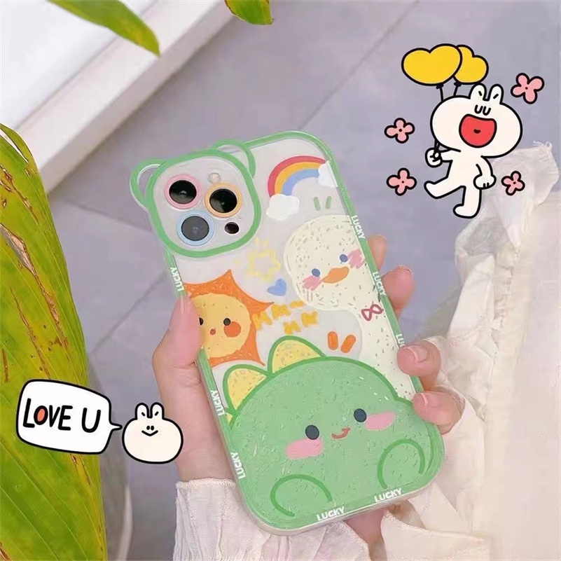 Soft Case Silikon Motif Kartun Beruang Untuk Compatible for iPhone 14 13 12 11 Pro Max X Xr Xs Max SE 2020 iPhone 8 7 6 6s Plus Ins Cute Graffiti Animal Couple Phone Case Bear Lens Silicone All-inclusive Shockproof Phone Cover