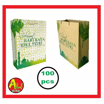 

100pcs Tas Kertas Paperbag Lebaran Idul Fitri Paper Bag Godie Bag