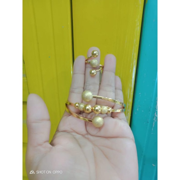 set gelang cincin titanium bola boba