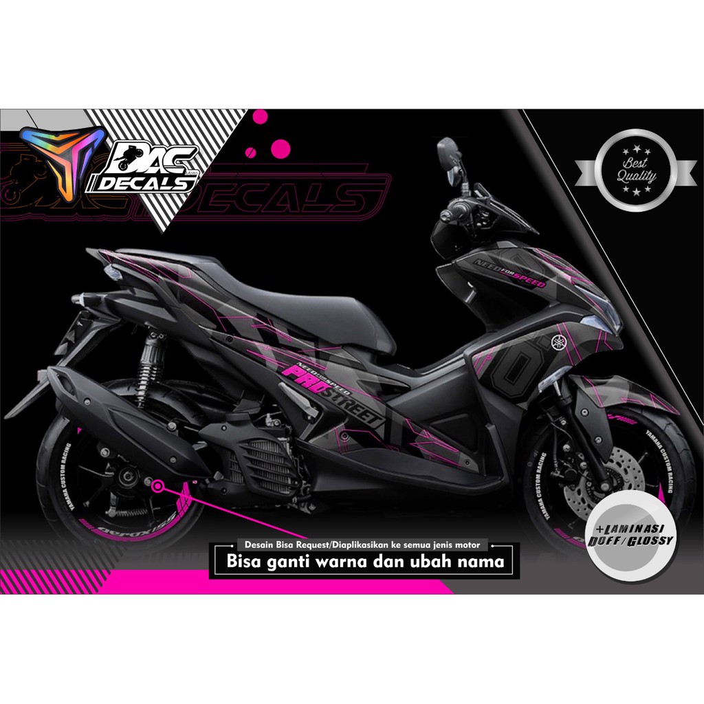 Sticker decal full body Yamaha aerox hitam ungu