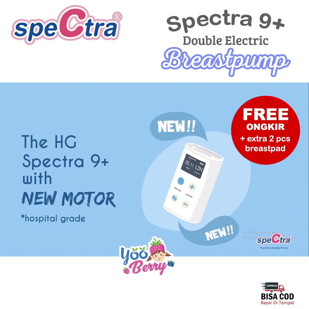 Spectra 9+ Pompa ASI Double Electric Breastpump Free Botol 9 Plus Garansi Resmi New Motor Berry Mart