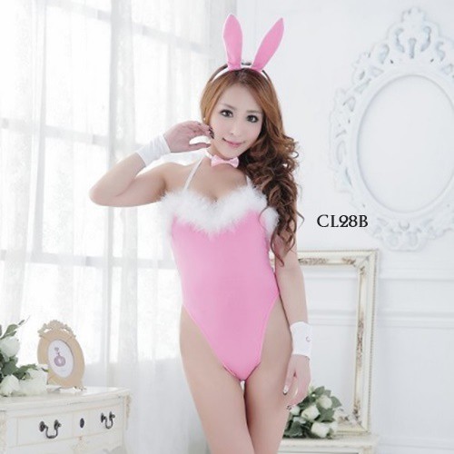 [TRUSTED SELLER] LINGERIE SEXY BAJU TIDUR WANITA KOSTUM COSPLAY BUNNY SUIT PINK CL28B