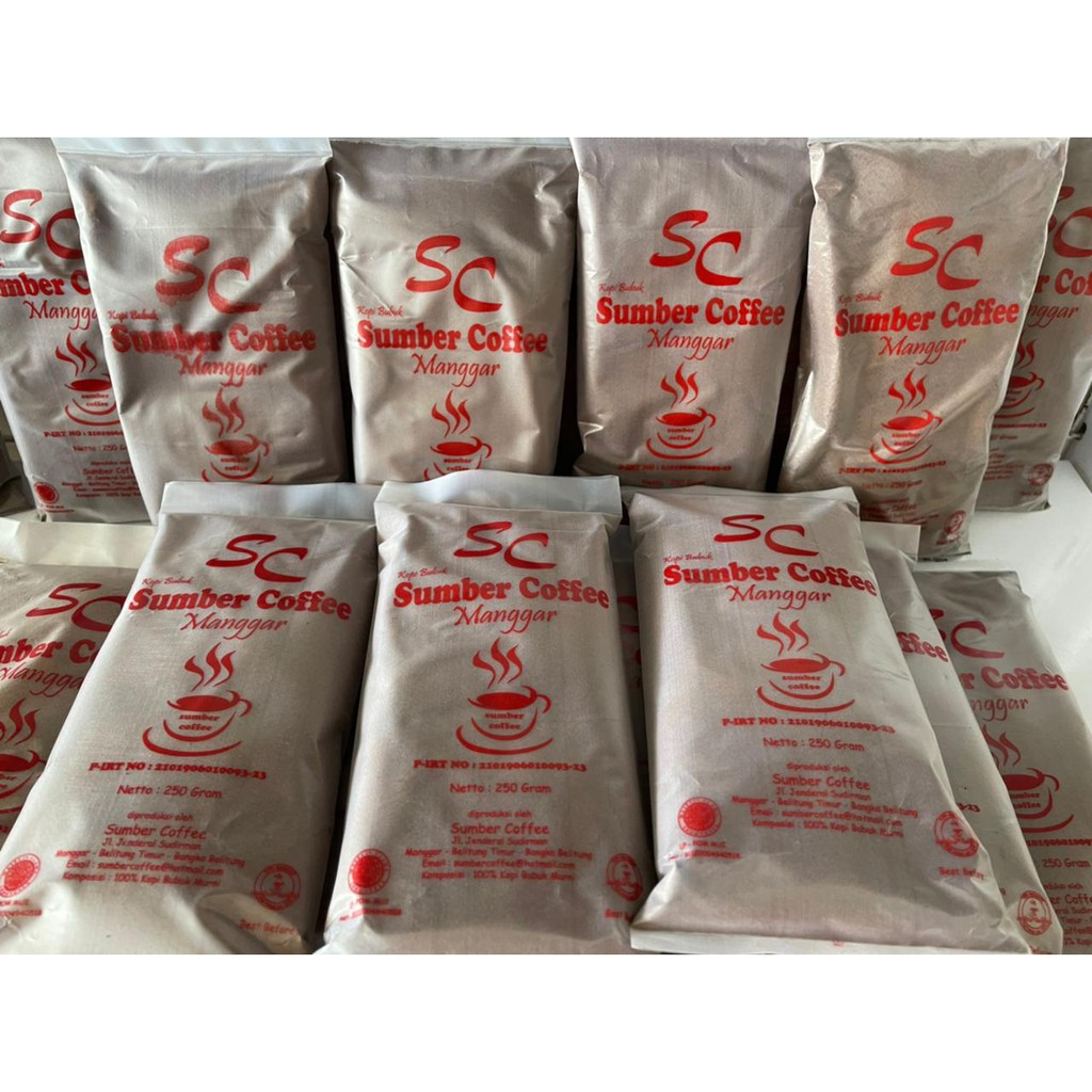 

100 % original asli kopi BELITUNG merek SC SUMBER COFFEE MANGGAR MURNI 250 gram