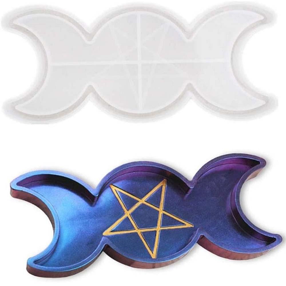 Lanfy Cetakan Silikon Buatan Tangan Kristal Matahari Fase Bulan Kotak Moon Silicone Pentagram Ornaments