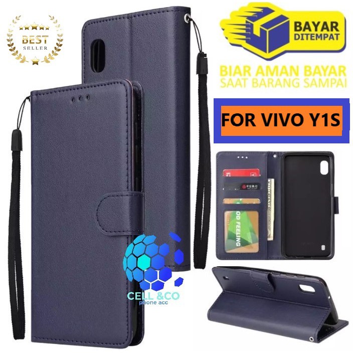 Flip cover VIVO Y1S Flip case buka tutup kesing hp casing flip case Premium leather wallet