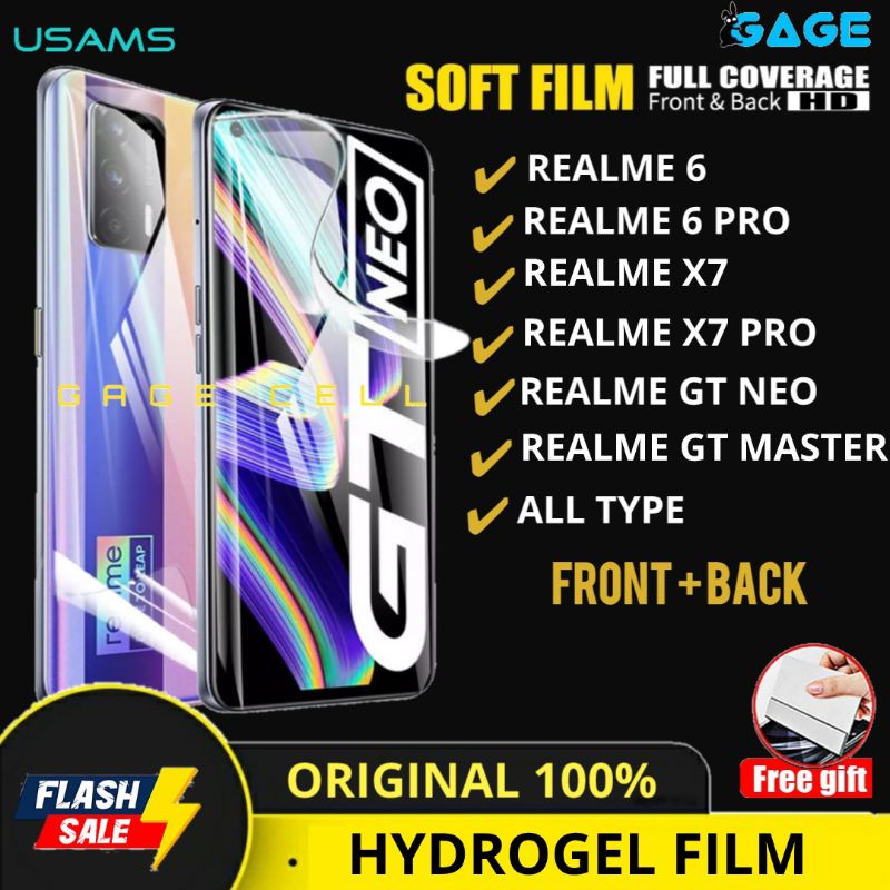 USAMS - HYDROGEL HYBRID FILM ANTI GORES REALME 6 X7 PRO GT NEO MASTER FULL SCREEN CUTTING FILM