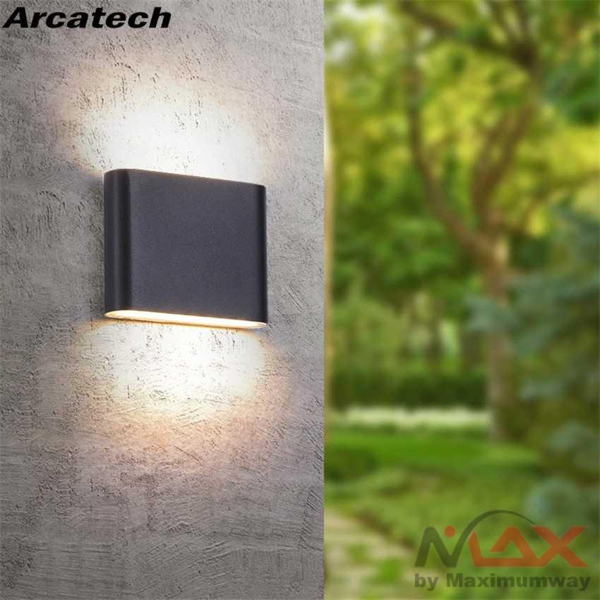 Lampu Tembok Teras Lampu Garasi carport anti Air minimalis Modern Arcatech Lampu pagar tembok anti air Lampu Hias Dinding LED Outdoor Waterproof Waterproof IP65 6W/12W LED Wall Light Modern Indoor/Outdoor Decor Up Down Dual-Head Aluminum Wall Lamp