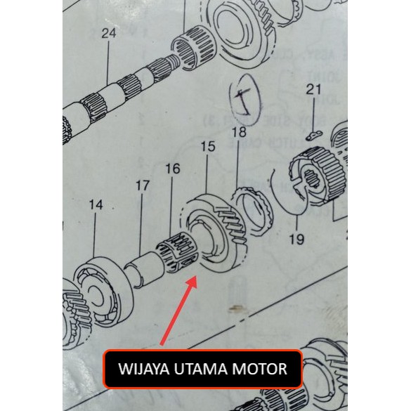 Gigi 5 input shaft Baleno 1500CC